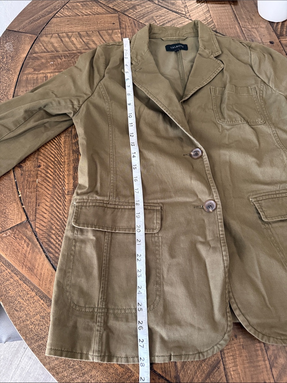 Talbots Olive Green Women's Tailored Cotton Blazer Jacket CASUAL WASHED BLAZER - Picture 16 of 16